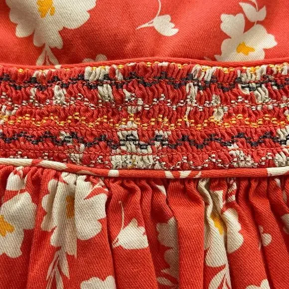 Bonnie Jean Girls Floral Dress Long Sleeve Size 4T Orange Embroidered Beach Tie - Picture 5 of 6